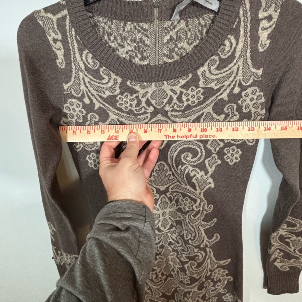 Athleta Jacquard Sweater Dress Brown Beige Knit Pattern XXS - Picture 7 of 10